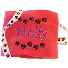 Personalised Embroidered Pet Dog Blanket With Diamanté Rhinestones